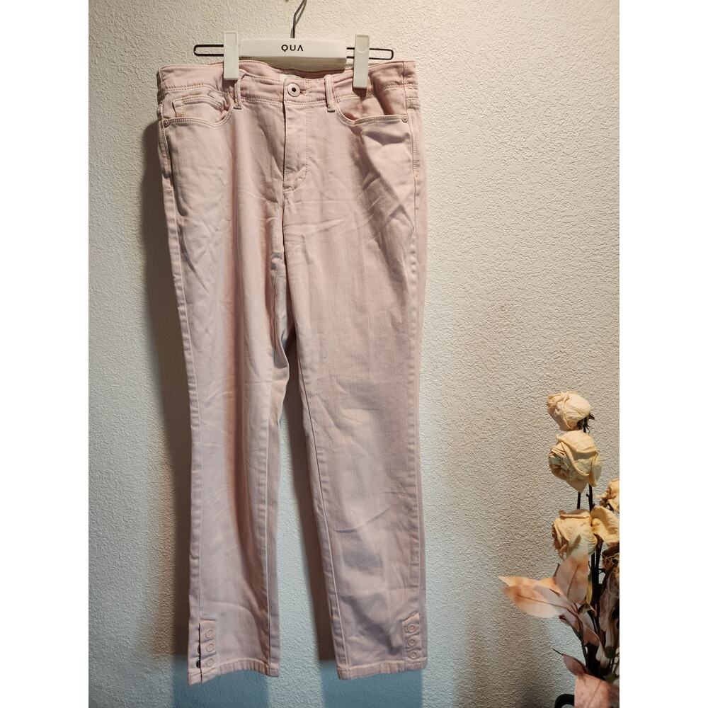 J.Jill Authentic Fit Slim Ankle Jeans Women’s Size 6 Pink‎ Button Hem Stretch
